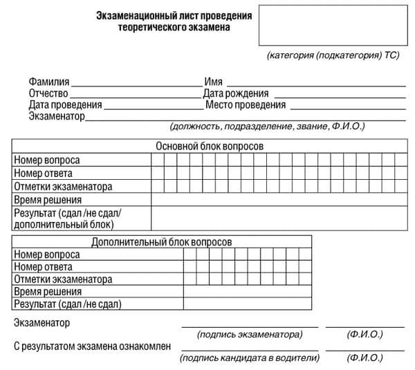 купить лист сдачи теоретического экзамена ПДД в Енисейске